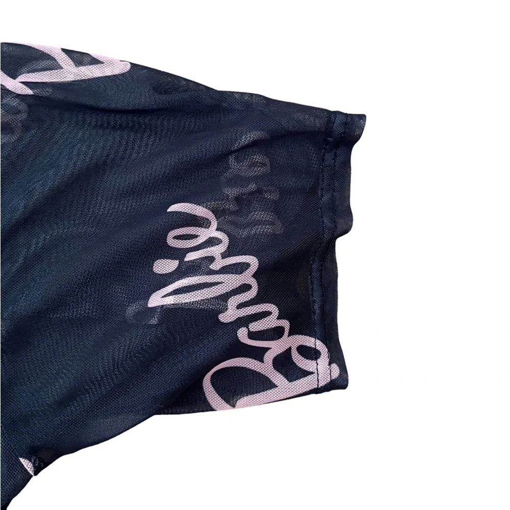 Barbie X Misguided Black Netted T-shirt Size 10 UK Womens T-shirt - Picture 7 of 9